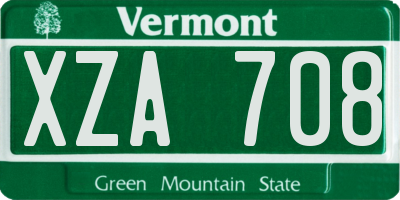 VT license plate XZA708