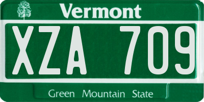 VT license plate XZA709