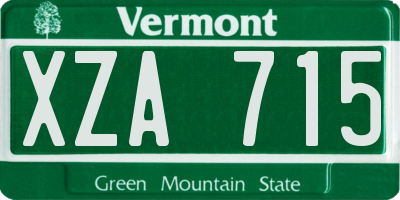 VT license plate XZA715
