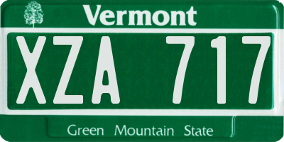 VT license plate XZA717