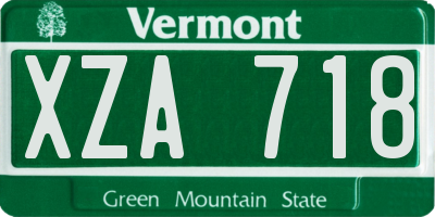 VT license plate XZA718