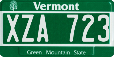 VT license plate XZA723