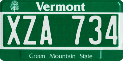VT license plate XZA734