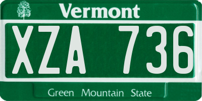 VT license plate XZA736