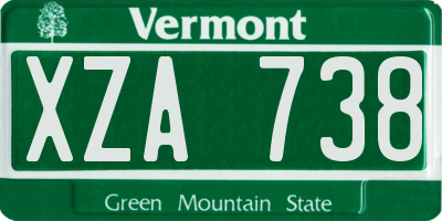 VT license plate XZA738
