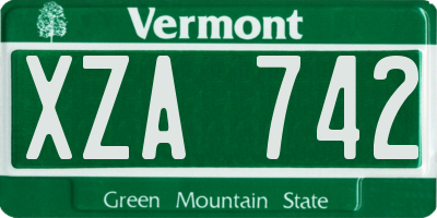 VT license plate XZA742