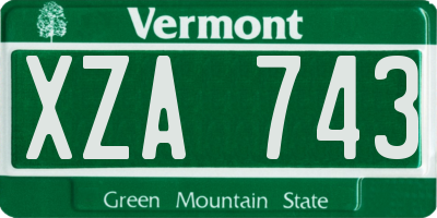 VT license plate XZA743