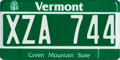 VT license plate XZA744