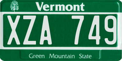 VT license plate XZA749