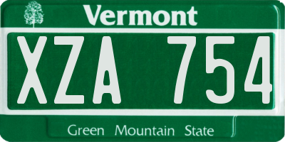 VT license plate XZA754