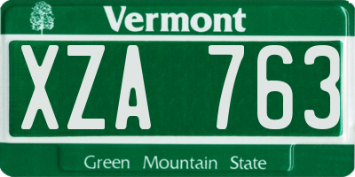 VT license plate XZA763