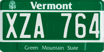 VT license plate XZA764