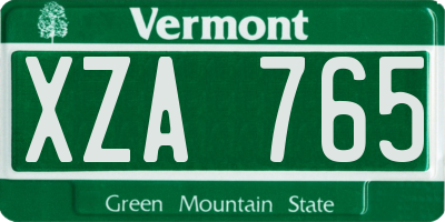 VT license plate XZA765