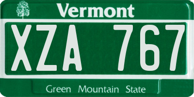VT license plate XZA767