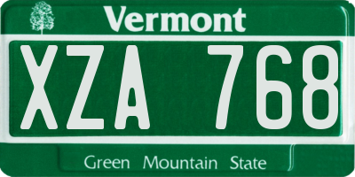 VT license plate XZA768