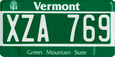 VT license plate XZA769