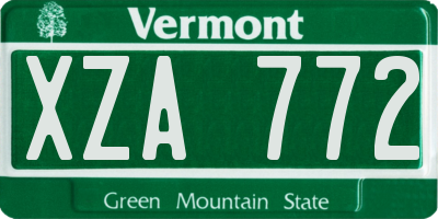 VT license plate XZA772