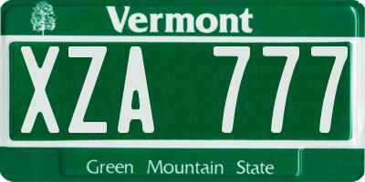 VT license plate XZA777