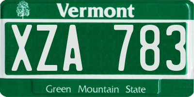 VT license plate XZA783
