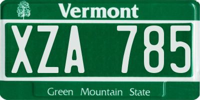 VT license plate XZA785