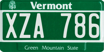 VT license plate XZA786