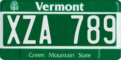 VT license plate XZA789