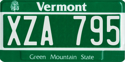 VT license plate XZA795