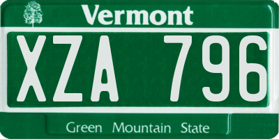 VT license plate XZA796