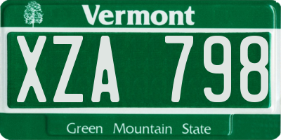 VT license plate XZA798