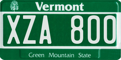 VT license plate XZA800