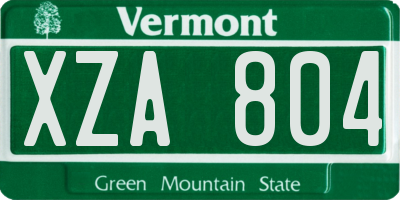 VT license plate XZA804