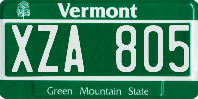 VT license plate XZA805