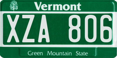 VT license plate XZA806