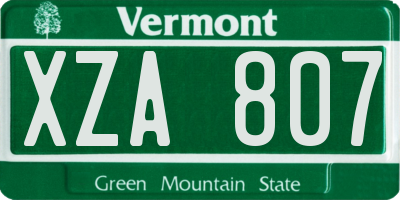 VT license plate XZA807