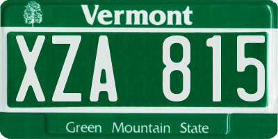 VT license plate XZA815