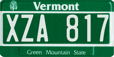 VT license plate XZA817