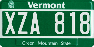 VT license plate XZA818