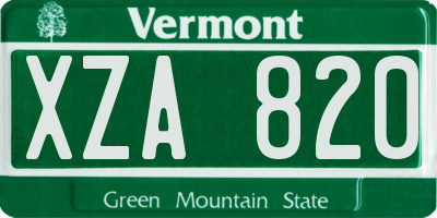 VT license plate XZA820