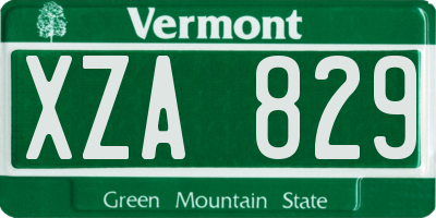 VT license plate XZA829