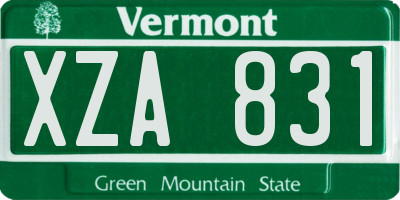 VT license plate XZA831