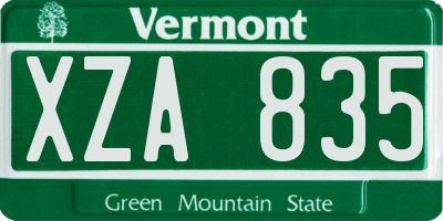 VT license plate XZA835
