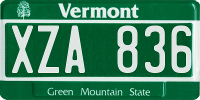 VT license plate XZA836