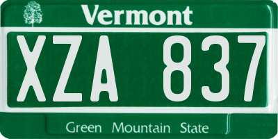 VT license plate XZA837