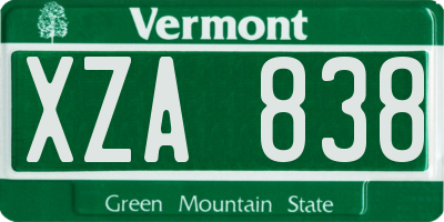 VT license plate XZA838