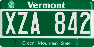 VT license plate XZA842