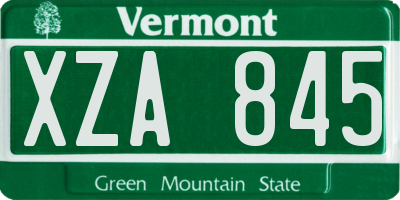 VT license plate XZA845