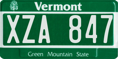 VT license plate XZA847