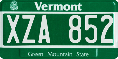 VT license plate XZA852