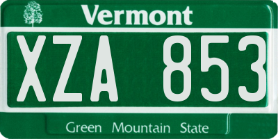 VT license plate XZA853