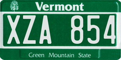 VT license plate XZA854